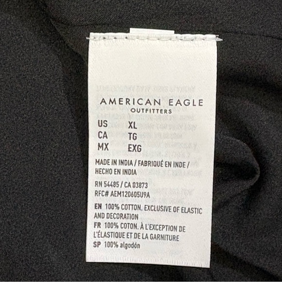 American Eagle XL Black Smocked Tiered Maxi Dress Lined Spaghetti Straps Pockets - Picture 11 of 15
